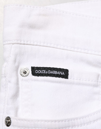 White Ripped Cotton Skinny Men Denim Jeans
