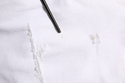 White Ripped Cotton Skinny Men Denim Jeans