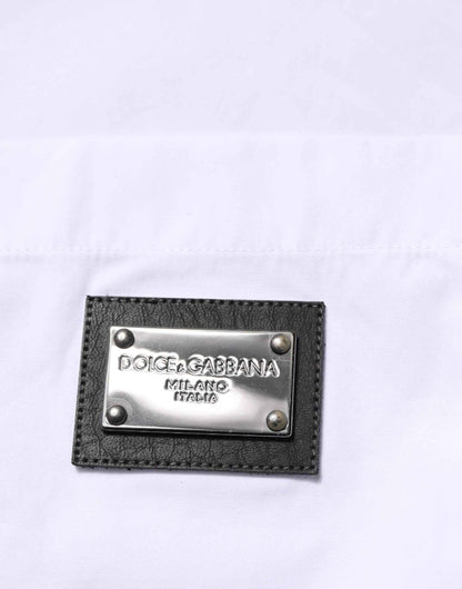 White Logo Plaque Collared Formal Dress  Shirt