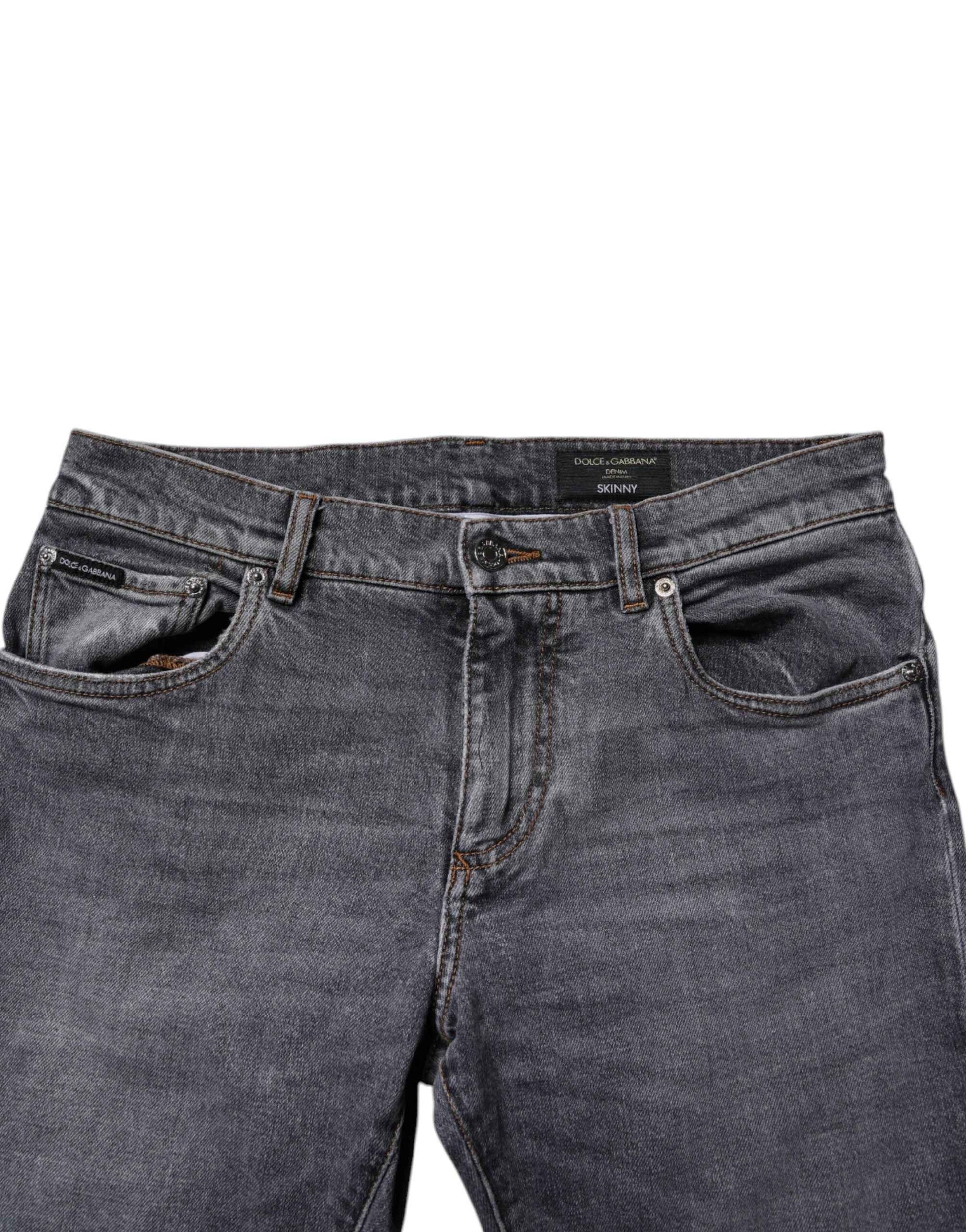 Dark Gray Cotton Stretch Skinny Denim Jeans