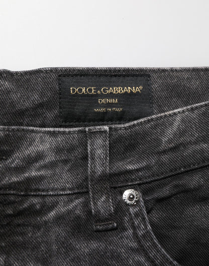 Black Cotton Mid Waist Denim Men Bermuda Short