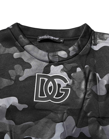 Black Camouflage Round Neck Sweatshirt Sweater