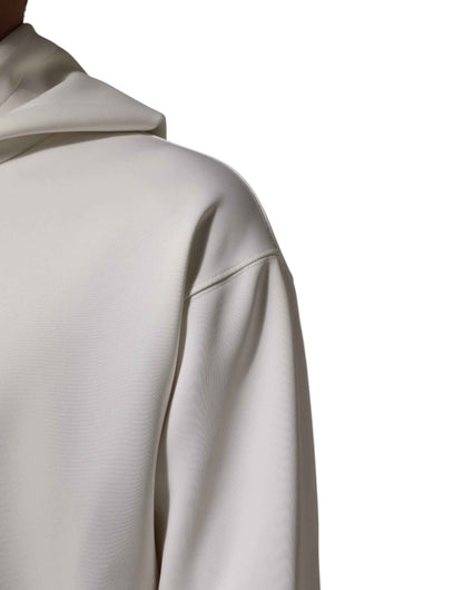 White Logo Hooded Men Sweatshirt  Sweater