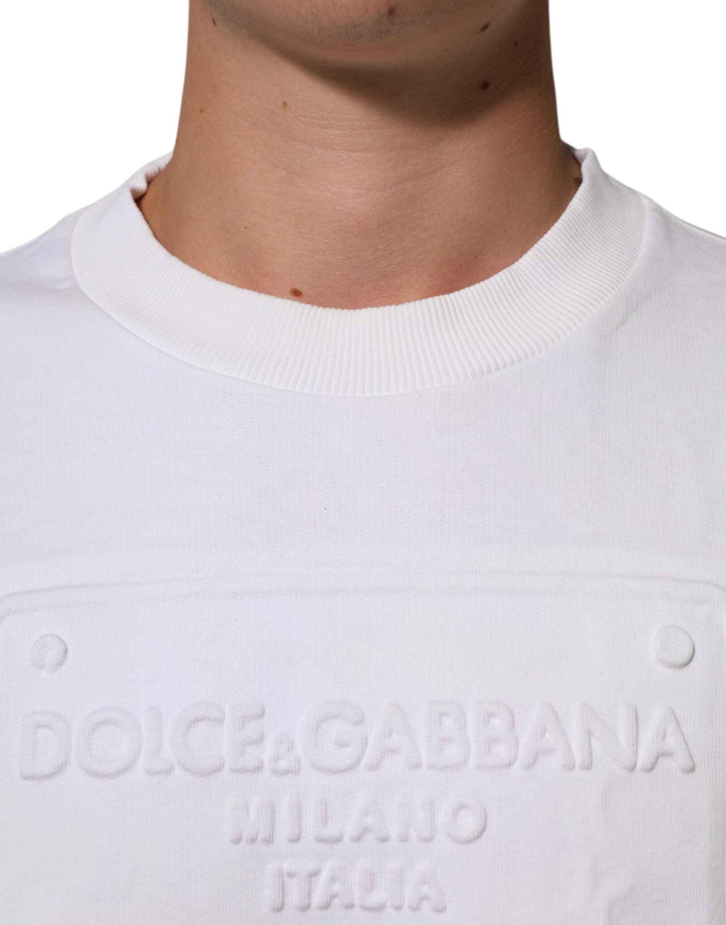 White Embossed Logo Men Sweatshirt Sweater