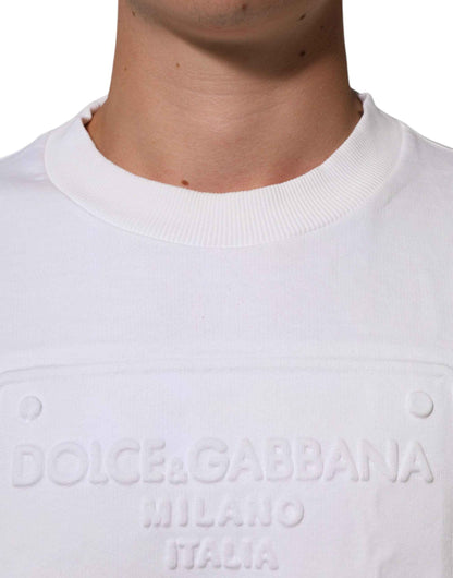 White Embossed Logo Men Sweatshirt Sweater