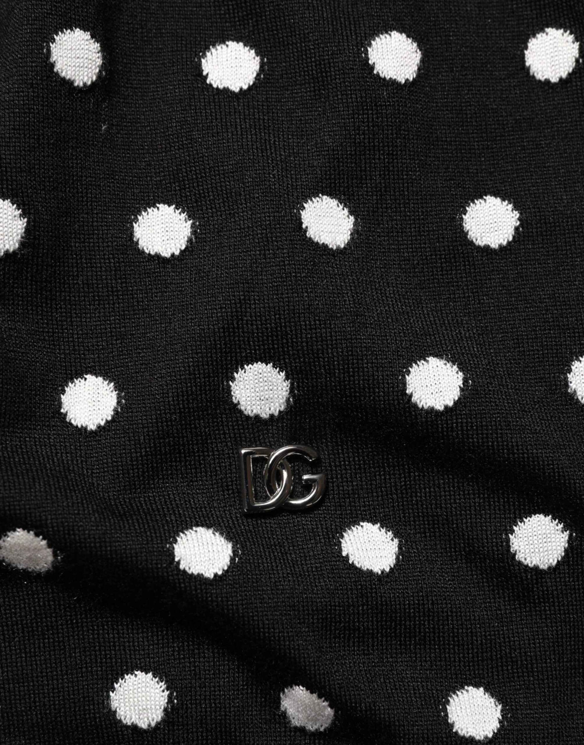 Black White Stripe Polka V-Neck Pullover Sweater