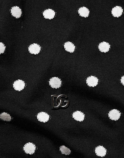 Black White Stripe Polka V-Neck Pullover Sweater