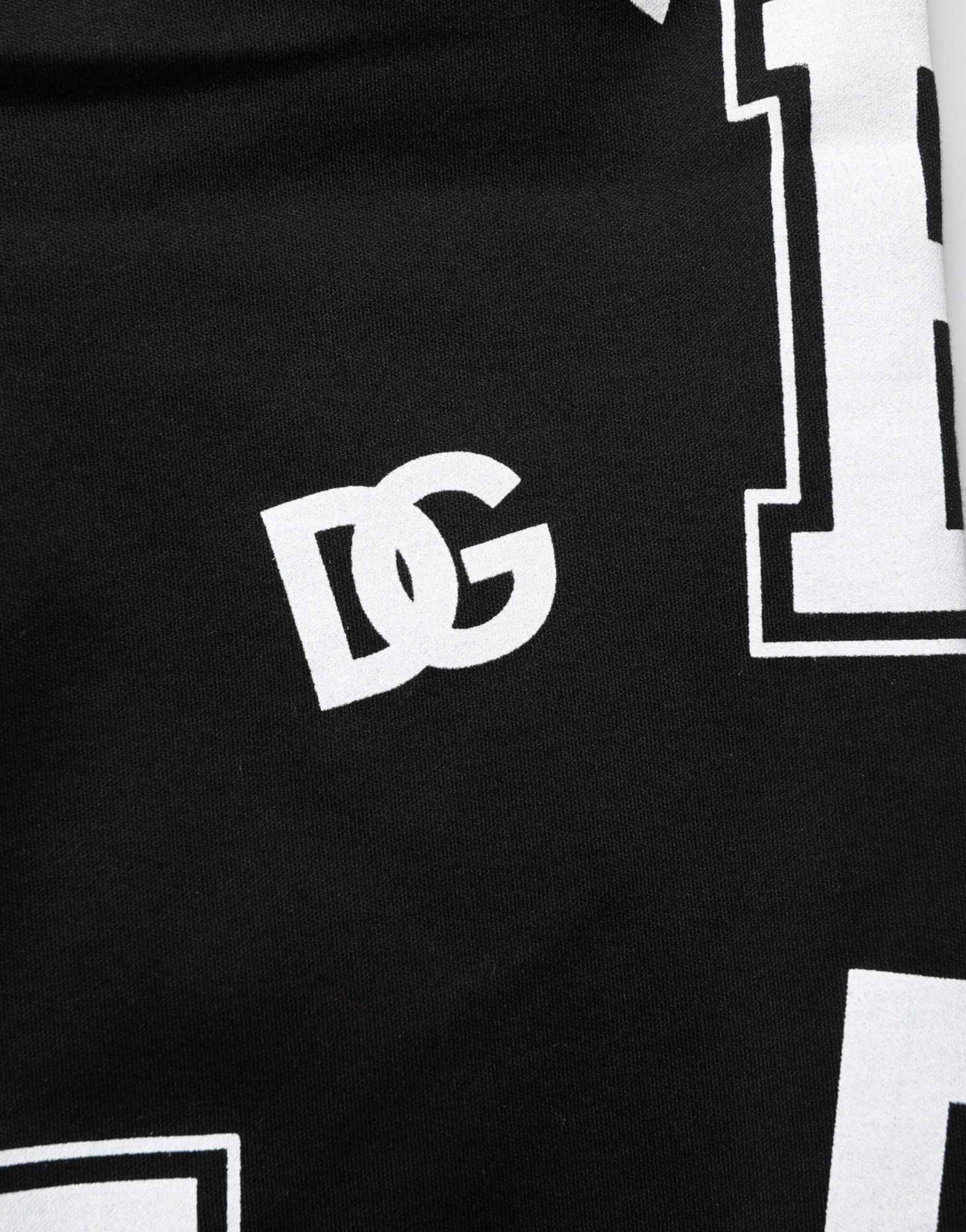 Black Logo Print Cotton Casual Bermuda Short