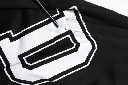 Black Logo Print Cotton Casual Bermuda Short