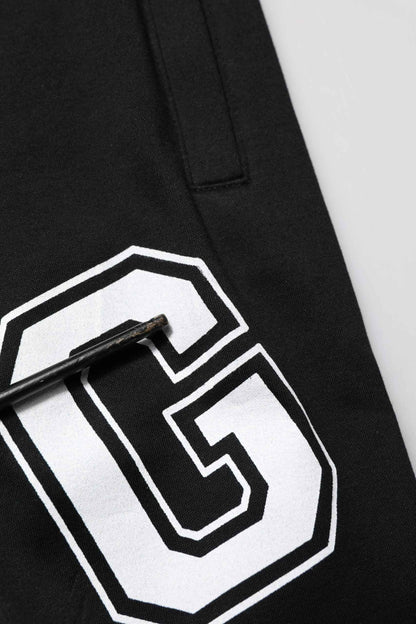 Black Logo Print Cotton Casual Bermuda Short
