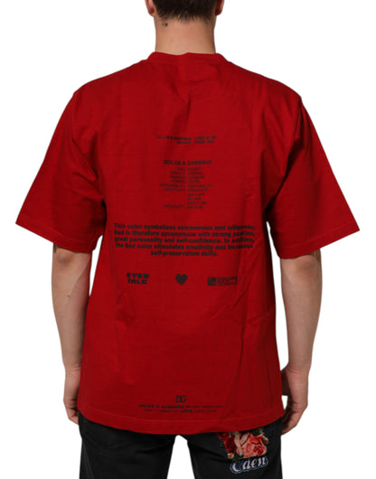 Red Logo Eye Print Cotton Short Sleeve T-shirt