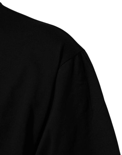 Black Logo Print Cotton Men Crew Neck T-shirt