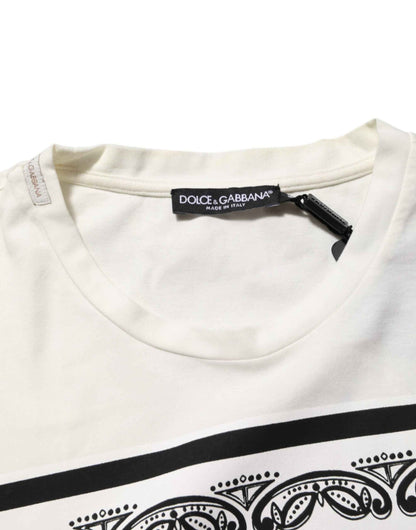 White Cotton Logo Bandana Print Men T-shirt