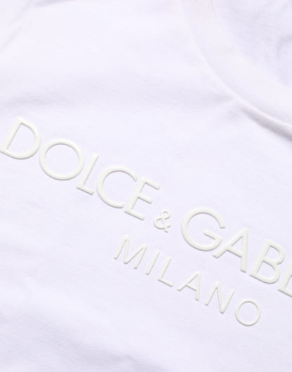 White Cotton Crew Neck Short Sleeves T-shirt