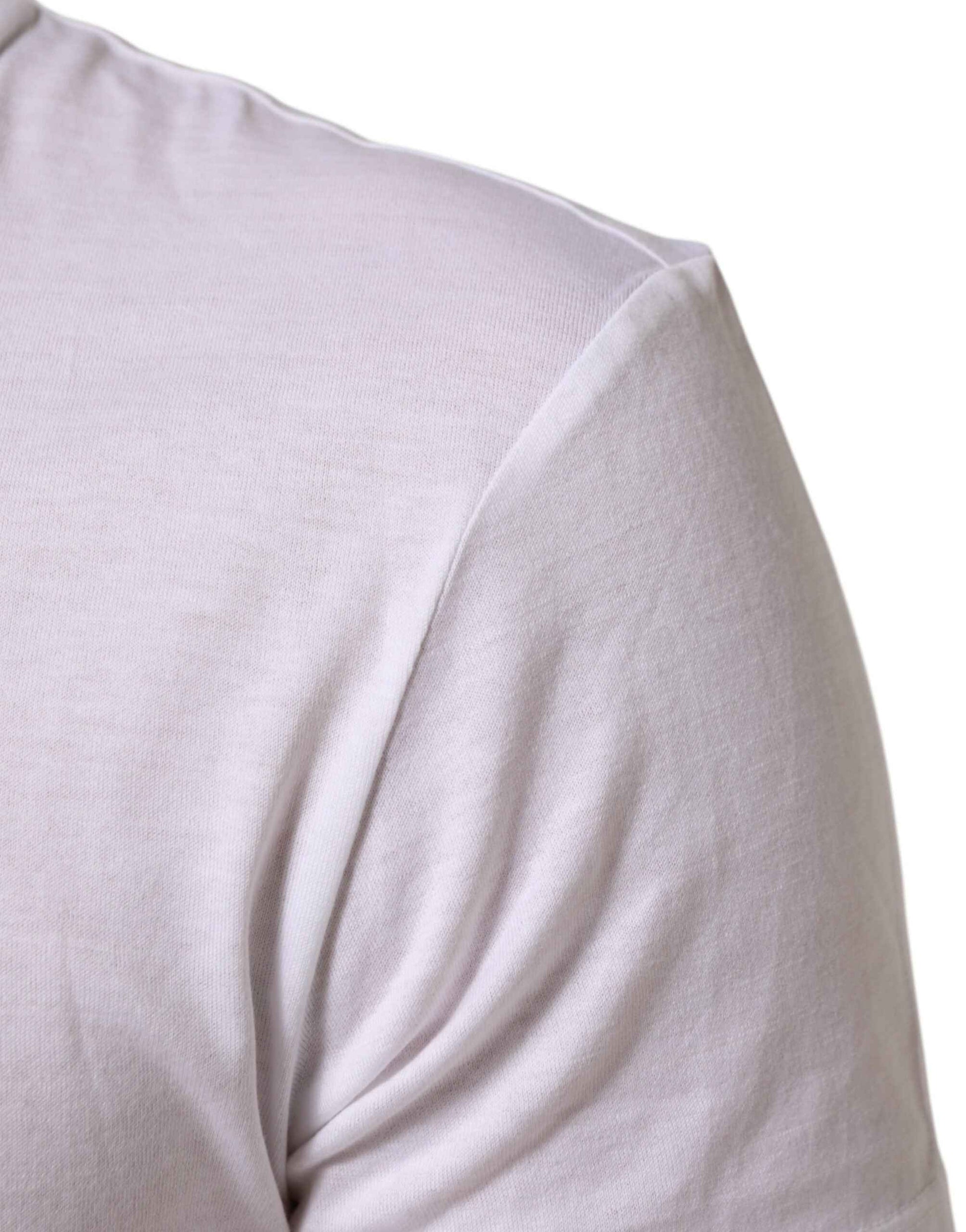 White Logo Print Cotton Men Crew Neck T-shirt