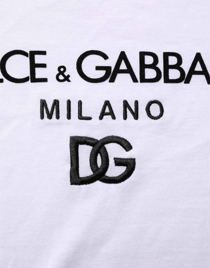 White Logo Print Cotton Men Crew Neck T-shirt