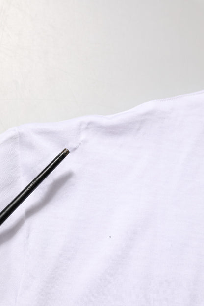 White Logo Print Cotton Men Crew Neck T-shirt