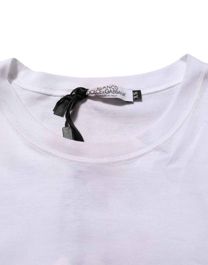 White Angel Print Cotton Men Crew Neck T-shirt