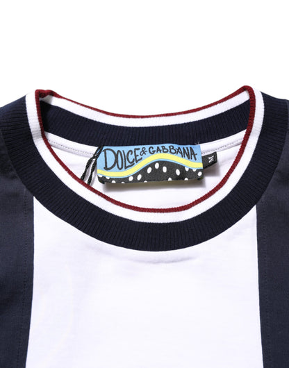 Multicolor Striped Cotton Men Crew Neck T-shirt