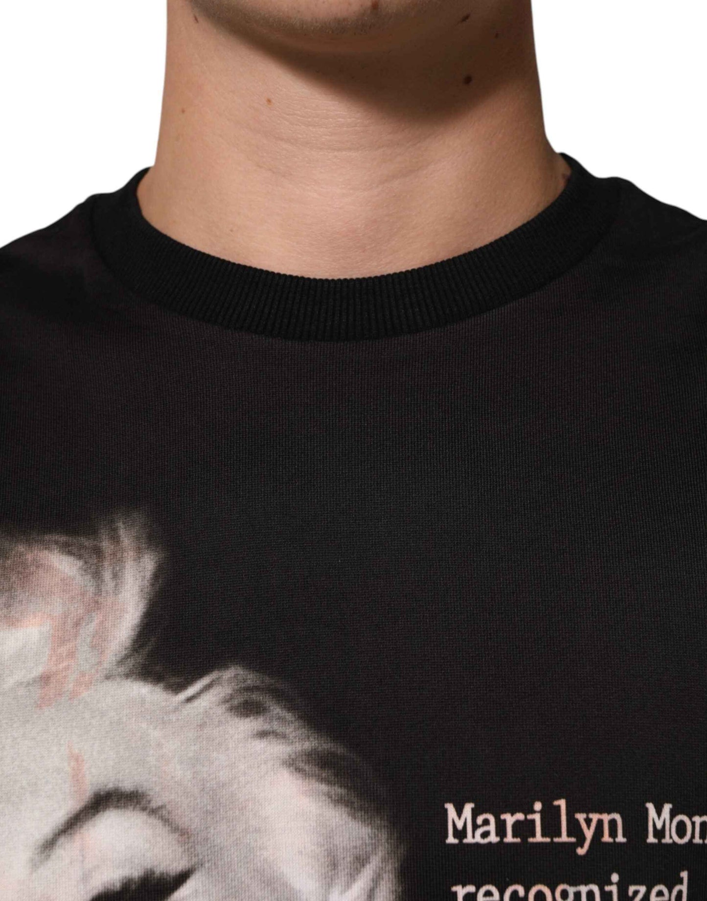 Black Marilyn Monroe Cotton Crew Neck T-shirt