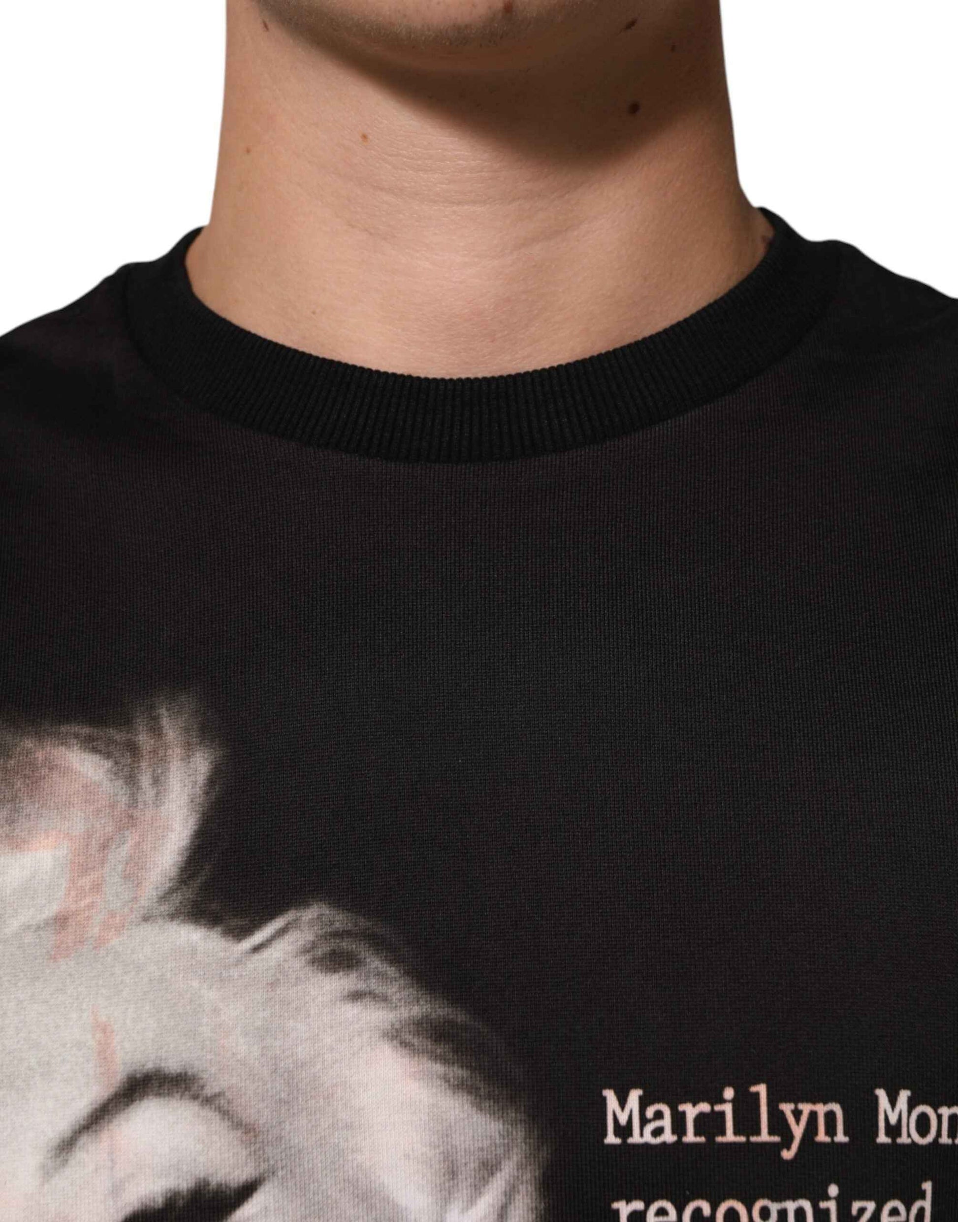 Black Marilyn Monroe Cotton Crew Neck T-shirt
