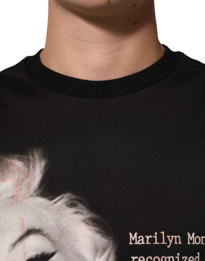 Black Marilyn Monroe Cotton Crew Neck T-shirt