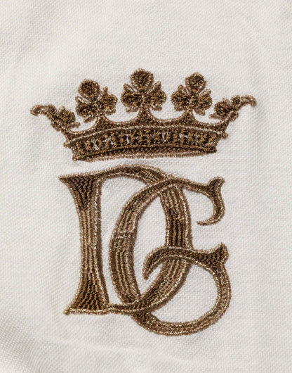 White Logo Embroidery Cotton Polo T-shirt