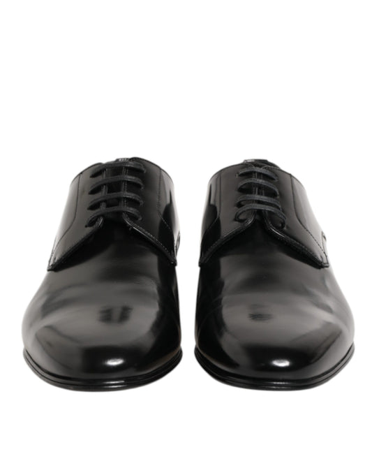 Black Calfskin Leather Derby Men Dress Shoes
