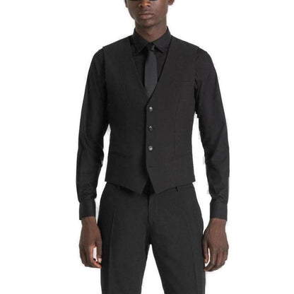 Black Polyester Waistcoat