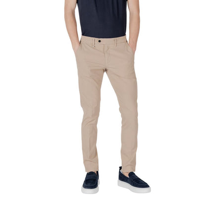Beige Cotton Skinny Pants