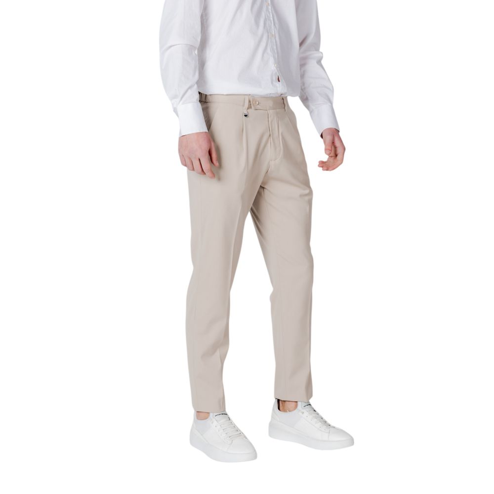 Beige Polyester Casual Pants