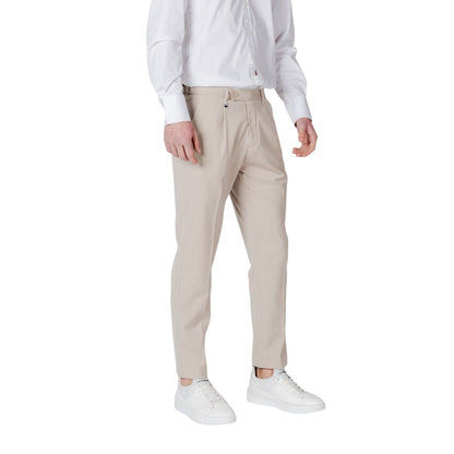 Beige Polyester Casual Pants