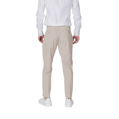 Beige Polyester Casual Pants