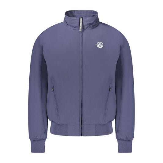 Blue Polyester Men's Bomber Jacket
