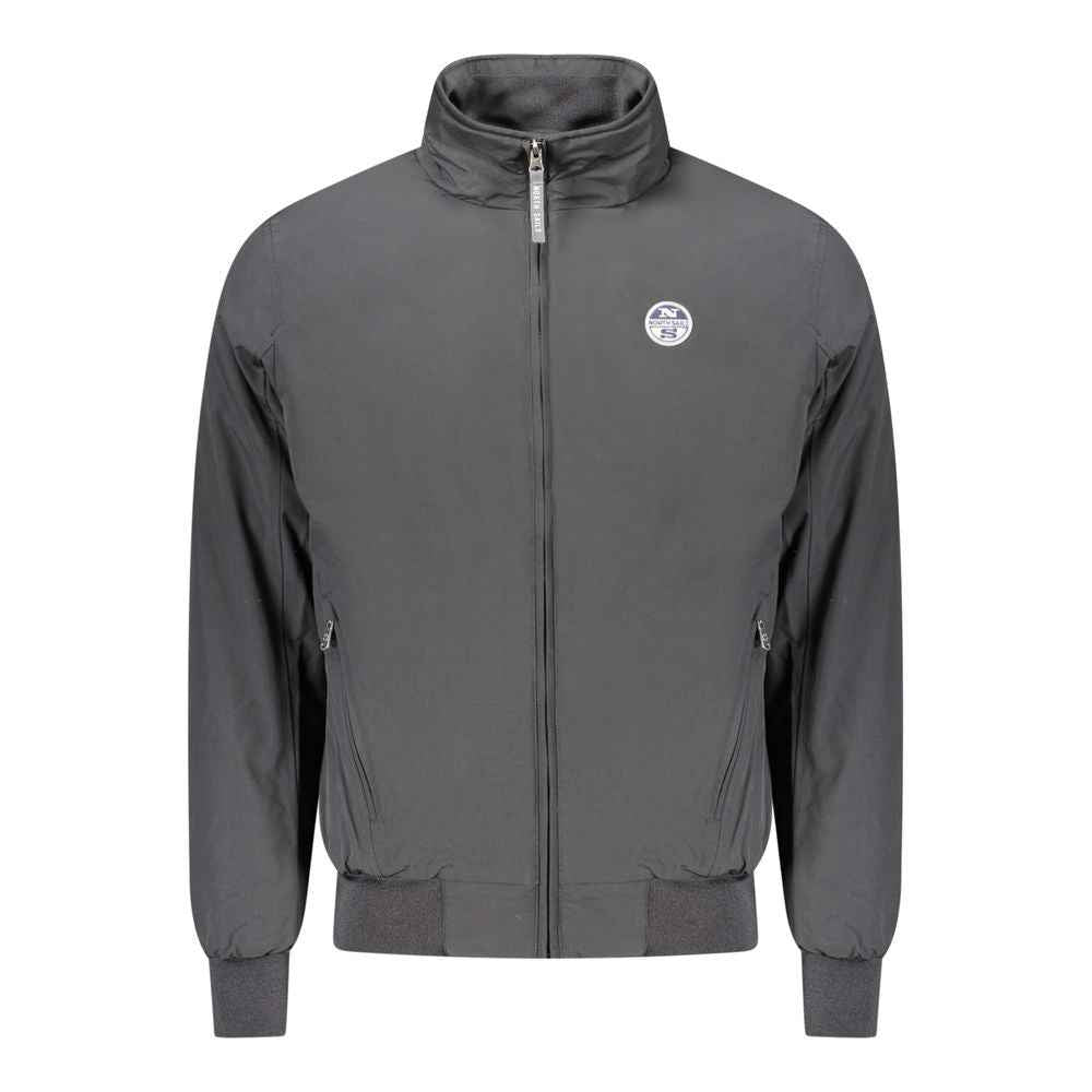 Black Polyester Men Jacket