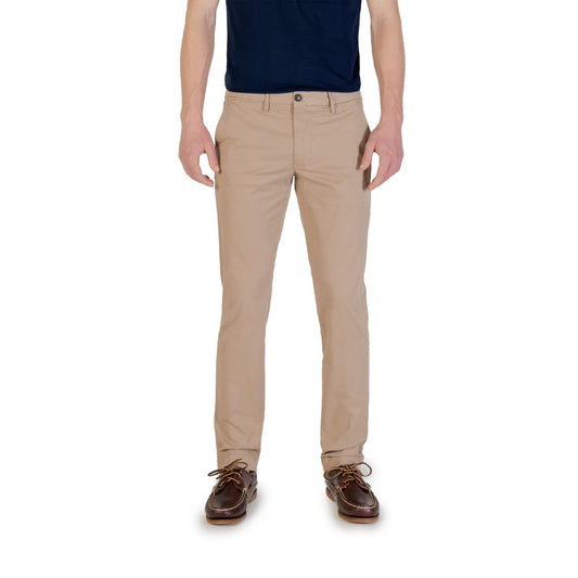 Beige Cotton Skinny Pants