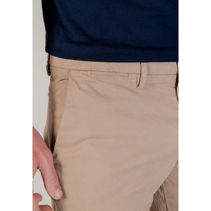 Beige Cotton Skinny Pants