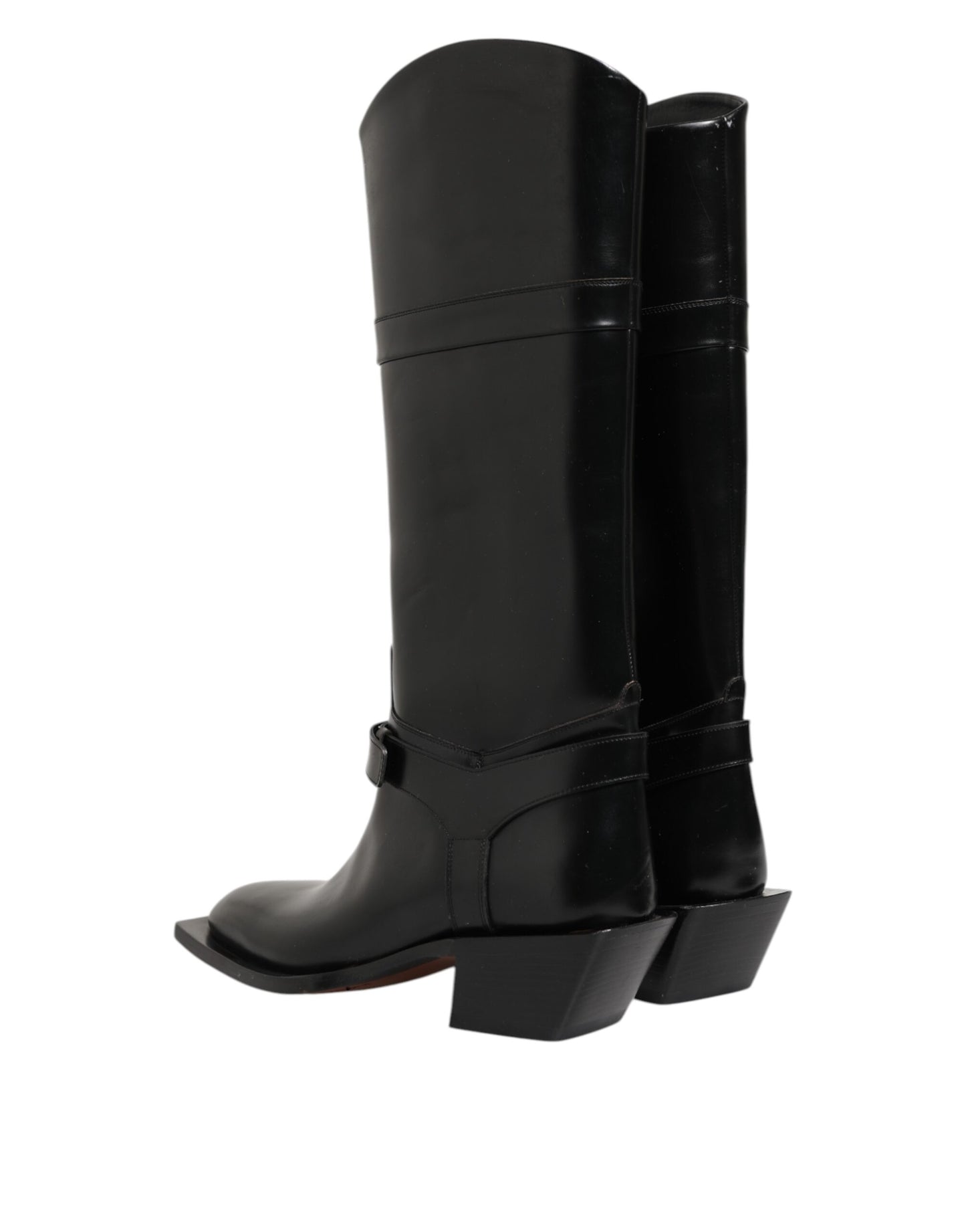 Black Logo Plaque Over The Calf Boots Shoes