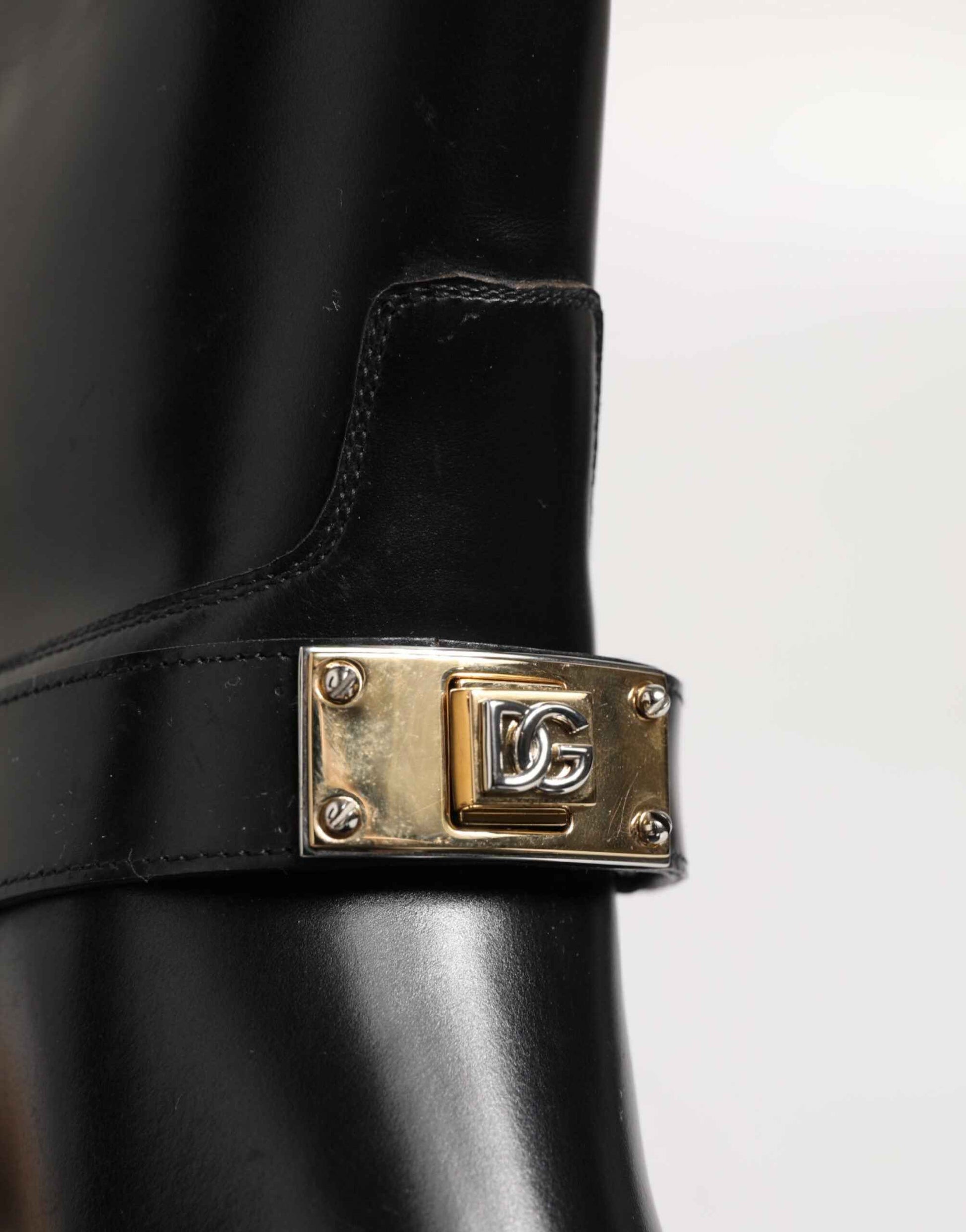 Black Logo Plaque Over The Calf Boots Shoes
