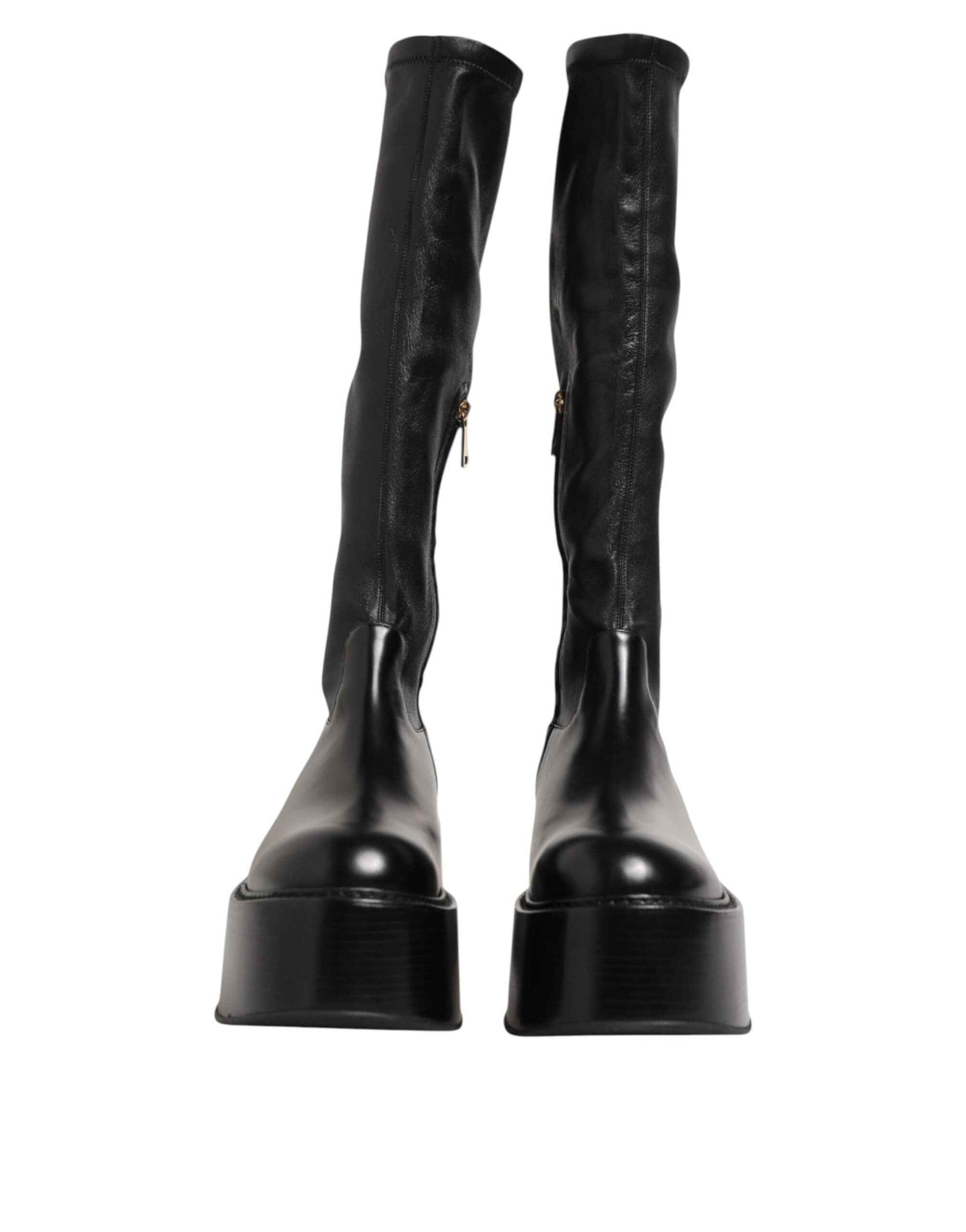 Black Logo Plaque Over The Calf Boots Shoes