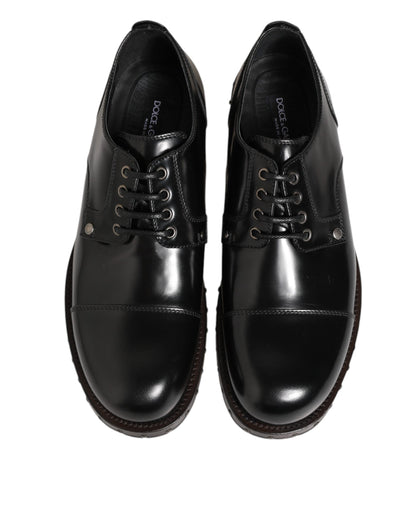 Black Leather Studded Men Formal Derby Shoes