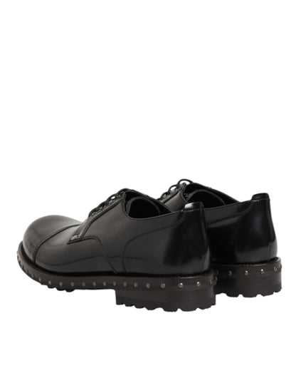 Black Leather Studded Men Formal Derby Shoes
