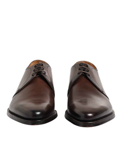 Brown Leather Lace Up Dress Men Derby Shoes