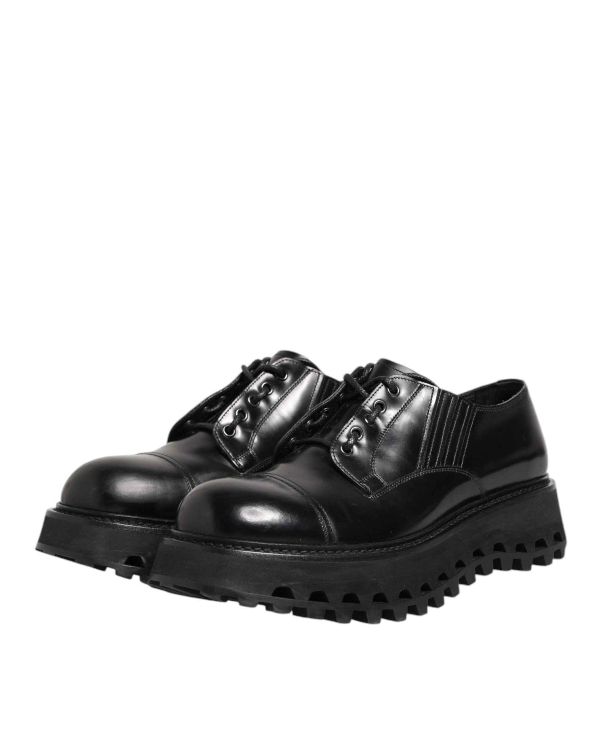 Black Leather Lace Up Derby Men Dress Shoes