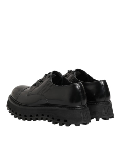 Black Leather Lace Up Derby Men Dress Shoes