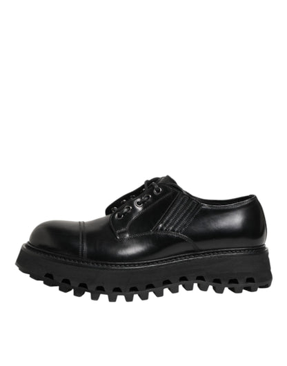 Black Leather Lace Up Derby Men Dress Shoes