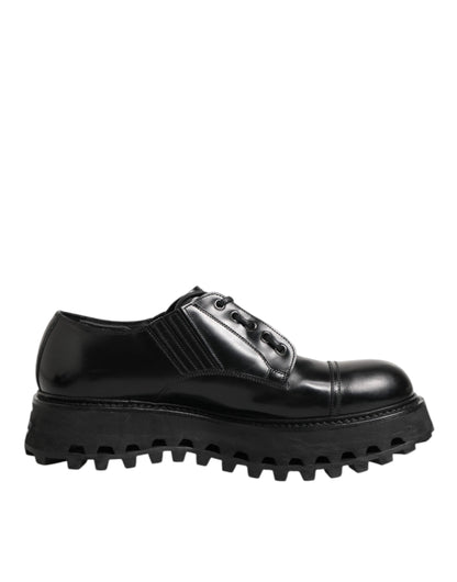 Black Leather Lace Up Derby Men Dress Shoes