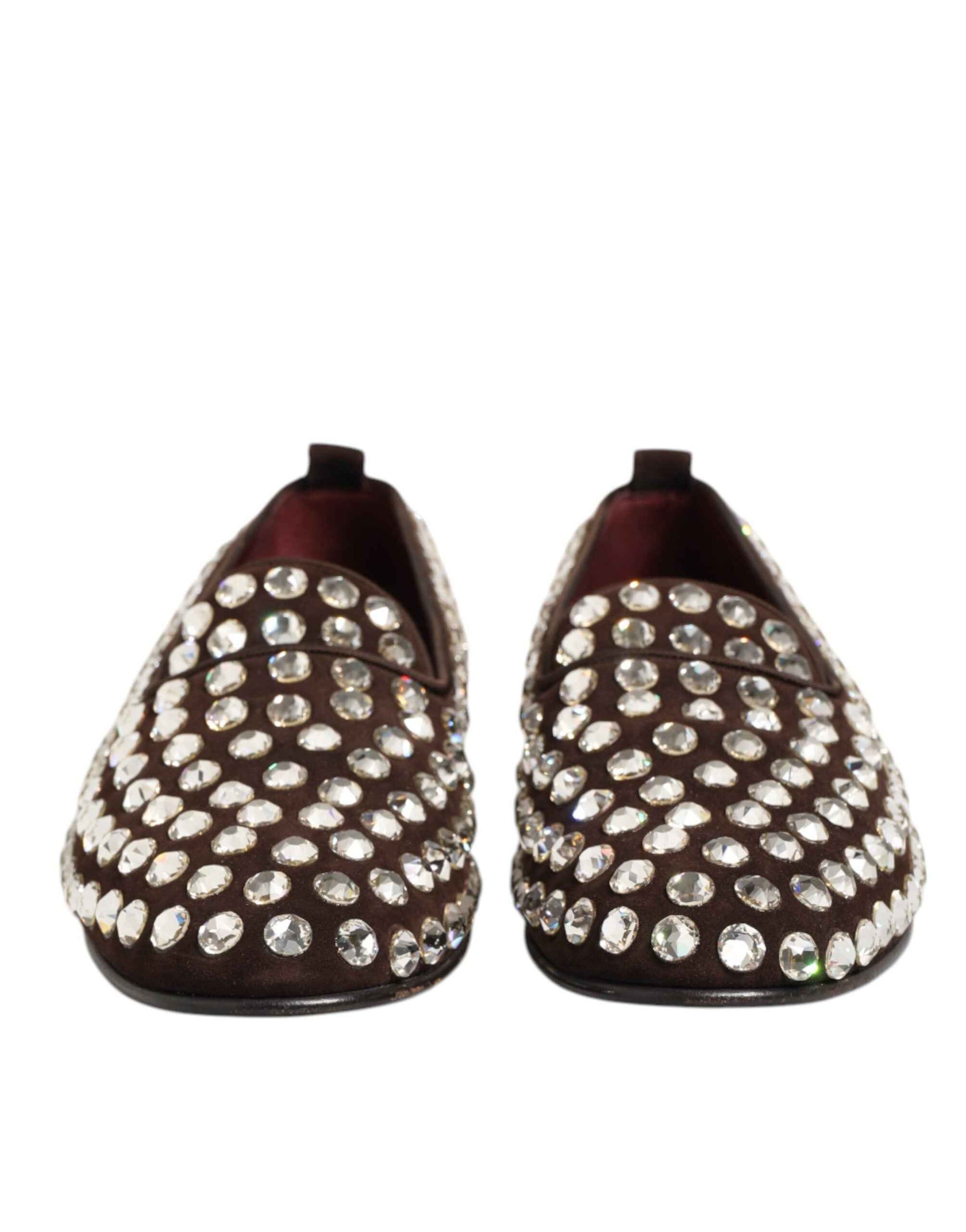 Bordeaux Suede Crystals Loafers Dress Shoes