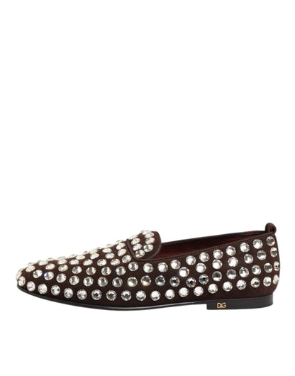 Bordeaux Suede Crystals Loafers Dress Shoes