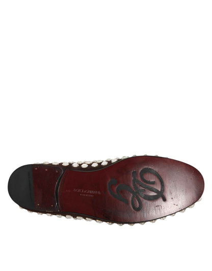 Bordeaux Suede Crystals Loafers Dress Shoes